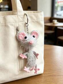 Cute Mouse Bag Charm, Creative Car Key Chain Pendant, Backpack Pencil Case Charm, Kawaii Bag Charm, Suitable As Gift For Friends, Sisters, Couples, Back To School Season Gift, Y2K Girl Style Gift (Handmade, Duck, Mouse) - Grey - View 6