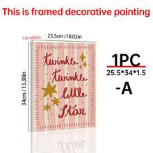 1pc Shiny Star Print Baby Room Decor, Pink Girl Room Canvas Wall Art Poster, Suitable For Home Decoration, Aesthetic Style, Frame Optional - Multicolor - View 7