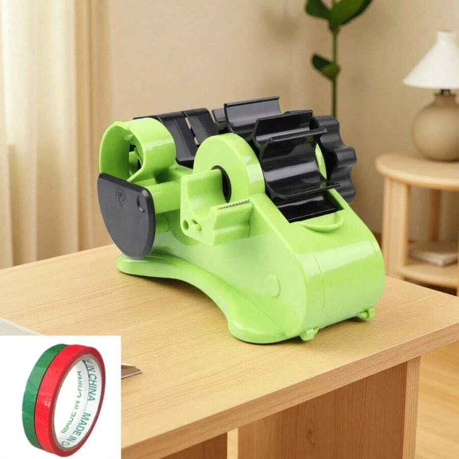 Dispenser Selotip Meja dengan Alas Beroda, Pemotong Selotip Besar Serbaguna untuk Kantor dan Sekolah, Cocok untuk Memotong Selotip Bunga, Pengemasan, Alat Pemotong Selotip Tugas Berat untuk Rumah dan Pekerjaan Sehari-hari, Termasuk 2 Gulungan Selotip Warna Acak