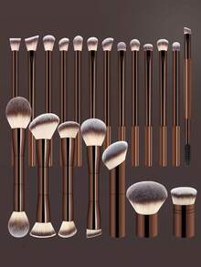 Professional Dual-Head Soft Fiber Bristle Portable Travel Makeup Brush Set, Perfect Gift For Women And Girls, Complete Makeup Tool Kit, Brush Gift Box Set - Coffee Brown - View 11