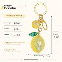 1pc Creative Cute Acrylic Jelly Fruit Lemon Keychain, Highly Attractive Bag Charm, Suitable As Small Gift For Girls - Multicolor - View 5