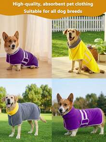 1pc Reversible Dog Absorbent Bathrobe, Plush Bathrobe, Soft And Comfortable, Quick-Drying And Adjustable, Suitable For Different Dog Breeds And Body Types, Ideal For Bathing, Swimming, Beach And Daily Care - Multicolor - View 9