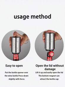 1/2pcs Automatic Bottle Opener, Stainless Steel Press-Type Soda Cap Opening Tool, Grips Without Damaging Bottle Caps, Portable Opening Tool, Suitable For Bar, Home, Picnic, Camping Accessories - Silver - View 5