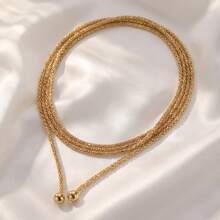 1pc Minimalist Ins Style Long Twisted Rope Necklace, Creative Knot & Round Bead Pendant Design, High-End Versatile Neck Accessory For Women, Delicate Chain With Outstanding Texture, Suitable For Daily Commute, Vacation, Party, Niche Elegant Layered Fashion Jewelry Accessory - Multicolor - View 7