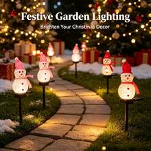Christmas Snowman Lawn Stake Light Solar Powered Garden Vertical Light Holiday Decoration Light Waterproof Atmosphere Light Holiday Lighting Gift - Snowman Hat Garden Stake Light - View 5