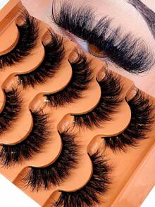 New DD Curl Cat Eye Thin Dense Mink False Eyelashes 5D Fluffy Short Natural Style 5 Pairs Strip Lashes - Black - View 2