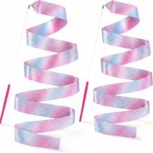 2PCS Rhythmic Gymnastics Ribbons, Streamers 2/4/6m Dance Ribbons, Dance Performance Silk Ribbons, Glitter Dance Ribbons With Twirling Baton - Multicolor - View 9