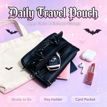 Y2K Gothic Bat Wing Women's Mini Wallet, Multi-Layer Card Holder, Multi-Zipper Coin Purse, Portable Key Fob Bag, Can Store Cards, Keys And Coins, Compact Daily Use Gothic Style Handheld Storage Bag - Multicolor - View 11