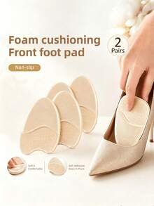2 Pairs Women's Toe Massage Bumpy Front Palm Pads, Anti-Slip Shock-Absorbing Adjustable Shoe Size Anti-Chafing High Heel Shoes Boots Accessories - Beige - View 1