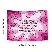 1 Pink Tapestry (Featuring An Inspirational Quote) - A Decorative Piece That Combines Aesthetic Appeal With Positive Vibes; Made Of Polyester, Suitable For Bedrooms Or Home Offices; Includes An Installation Accessory Kit. - Multicolor - View 5