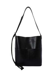 Mini Summer Fashion Texture Solid Color PU Bucket Bag Retro Versatile Women's Shoulder Bag - Black - View 7