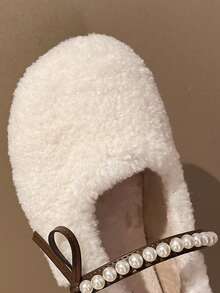 New Women's Suede Mary Jane Shoes, Minimalist Fashion Design, Pearl Strap Decoration, Versatile For Daily Wear And Office - Off-white - View 5
