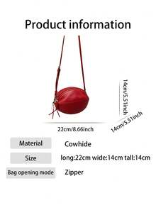 2026 New Niche Premium Top Grain Cowhide Leather Football Bag, Personalized Fashion Minimalist Small Round Bag, Versatile Commuter Large Capacity Shoulder Crossbody Bag PU - Multicolor - View 7