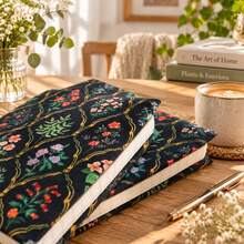 Vintage European Floral Bugleweed Pattern Book Jacket, Soft Fabric Durable Book Sleeve, Artistic Decorative Protective Jacket For Journals & Notebooks - Sets - View 4