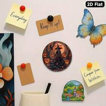 Ghost Forest Round Magnetic Fridge Magnets, Suitable For Home, Office, Cabinet - Pumpkin Lantern, Full Moon And Witch Decorations, Acrylic Magnetic Holder - Acrylic Magnetic Tiles - View 6