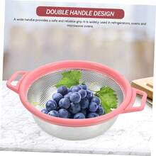 Stainless Steel Fine Mesh Colander Basket, Multi-Purpose Kitchen Strainer, Fruit Basket, Rice Washing Basket, Rice Sieve, Colorful - Double-ear Mesh Basket - Plastic Handle - View 7