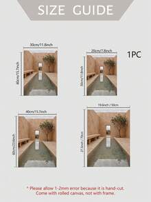 1/2pcs Bohemian Mediterranean Courtyard Canvas Wall Art, Warm Terracotta Color Pool Olive Tree Architecture Print, Rustic Neutral Aesthetic Poster, Bedroom Living Room Farmhouse Dining Room Home Wall Decor, Gift - Abstract Style - View 6