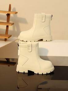 Sepatu Bot Anak, Model Baru Sepatu Bot Kasual Anti Selip Lapisan Tunggal - Krem - View 6
