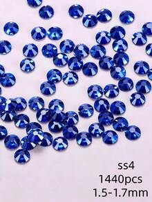 1440pcs Royal Blue Multi-Size Round Crystal Rhinestones, Shiny Adhesive Rhinestones, Suitable For Nail Art, Phone Case, Shoes, Clothing, Handmade DIY Decoration - Sapphire Blue - View 9