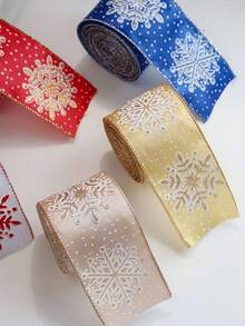 1 Roll Christmas Snowflake Pattern Gift Wrapping Ribbon - Christmas Ribbon With Shiny Snowflake Design; Suitable For Gift Wrapping, Bouquet Wrapping, DIY Bows, Wreath Decoration And General Christmas Decoration. - One Size Fits All - View 6