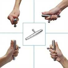 Alat Pijat Manual T-Bar Stainless Steel, Alat Pijat Genggam untuk Relaksasi Otot, Tongkat Pijat Tubuh untuk Penggunaan di Rumah dan Kantor - Perak - View 5