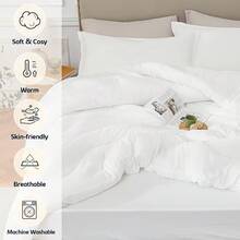 1pc Luxury Bedding Reversible Quilted Comforter Duvet Insert 3D Polyester Quilted Bedding King/Queen Size All-Season Quilted Comforter Soft Hollow Fiber Filling With Four Corner Handles Women/Men Gift Machine Washable - White - View 8