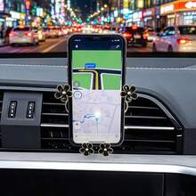 New Upgraded Car Phone Holder (2 Large 2 Small Gold Floral Pattern) Creative Car Air Vent Navigation Fixed Support Bracket, Interior Decoration For Women, Suitable For 4.5-7 Inch Screen Phones - Car Phone Mount - View 5