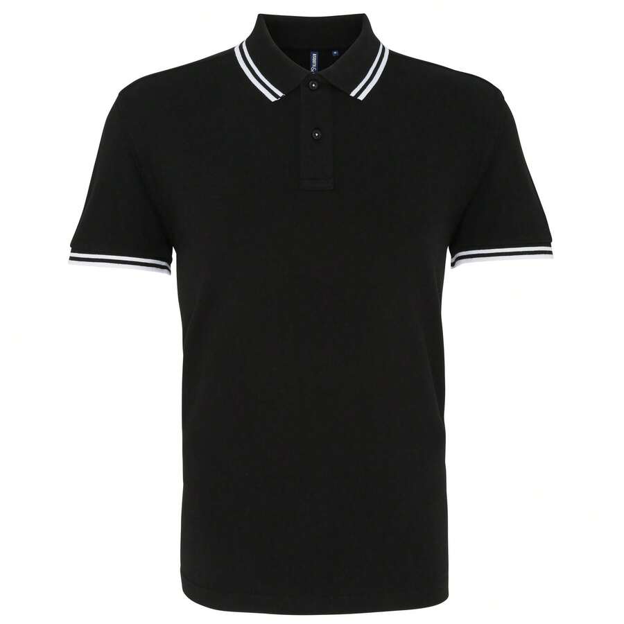 Roly Asquith & Fox Mens Classic Fit Tipped Polo Shirt - Black/ White - View 1
