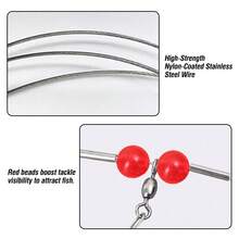 10Pcs Nylon-Coated Stainless Steel Fishing Wire Leaders Set, Surf Casting Bottom Line 1-Arm/2-Arm, Suitable For Flounder And Bass - FA125-10 Pieces - View 4