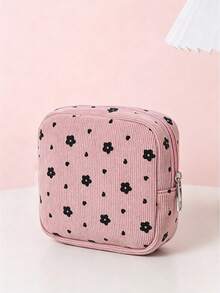 1pc Bow & Floral Print Sanitary Pad Storage Bag, Mini Makeup Bag, Multi-Functional Square Sanitary Pad Storage Bag, Girl/Girls Small Travel Makeup & Toiletries Bag, Cute Zipper Storage Bag, Suitable For Travel Essentials Storage - Multicolor - View 11