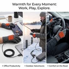 AOYI Unisex Heated Gloves, Suitable For Autumn And Winter Sports And Skiing, Non-Slip, Touchscreen Compatible, Warm And Comfortable; Ideal For Cycling, Driving And Motorcycling In Autumn And Winter. - 1 Pair - View 3