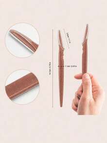 30/24/12/6/3/1pcs Brown Set With Transparent Storage Container, Precise Facial Razor With Protective Cap, Gentle Reusable Eyebrow Trimmer, Suitable For Eyebrow Shaping And Removing Facial Fine Hair - Coffee Glitter - View 5