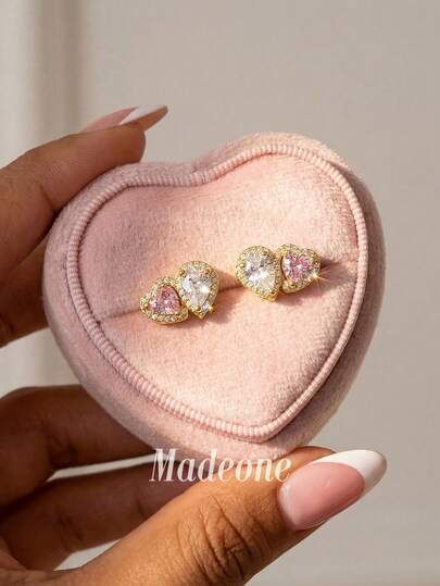 MADEONE 1 Pair Heart-Shaped Water Drop Decorative Fashion Earrings, Suitable For Women's Daily Wear, Proposal Ceremony, Bridal Decoration, Women's Date