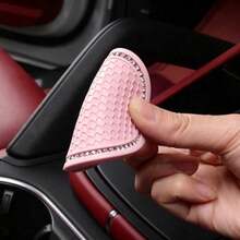 2pcs Pink Car Cup Holder Mats, Honeycomb Mesh Pattern Waterproof Non-Slip Heat-Resistant Coasters, Rhinestone Edge Design, Cute Women's Car Interior Accessories - 2-pack Pink - View 5
