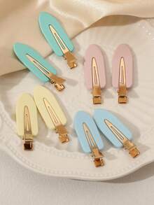 8pcs Macaron Minimalist Solid Color Seamless Women's Hair Clips, Versatile Hair Accessories For Daily Commute, Photography And Casual Wear - Multicolor - View 4