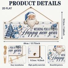 Custom Farmhouse Christmas Photo Wood Hanging Sign, Personalized Door Decor, Customized Text Wall Display Plaque, Customizable Picture Christmas Tree Ornament, Holiday Home Decor Keepsake Gift For Family, Party Decoration, Happy New Year, Friends - Multicolor - View 2