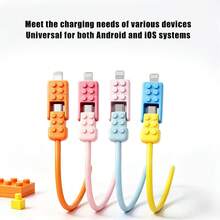 四合一積木風格 240W(MAX)充電線，高端外觀風格四合一快速充電數據線，適用於 iPhone 14-18 系列 Pro 系列、Pro Max，可搭配行動電源使用。充電線適用於 iPhone 18/17/16/15/14/13/12/11/XR/X/XS/PLUS/6s、S24/S23/S22/S21 等機型 - 彩色 - 查看 11