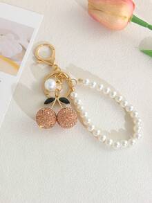 1pc Minimalist Fruit Pearl Chain Keychain Creative Girls Best Friend Bag Charm Accessory Women's Keychain - Multicolor - View 3