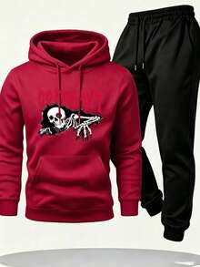 Impala UPTCJ Set Deportivo Hombre Sudadera con Capucha, Color Vino y Negro, Moda Urbana Masculina, Prendas Cálidas y Cómodas, para Casa, Trabajo y Vacaciones, Envío  desde México - Burdeos - Ver 1