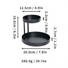2 Tier Round Gold Makeup Organizer Metal Vanity Tray Double Layer Storage Rack For Perfume Jewelry Cosmetic Bathroom Dresser Decor - Multicolor - View 3