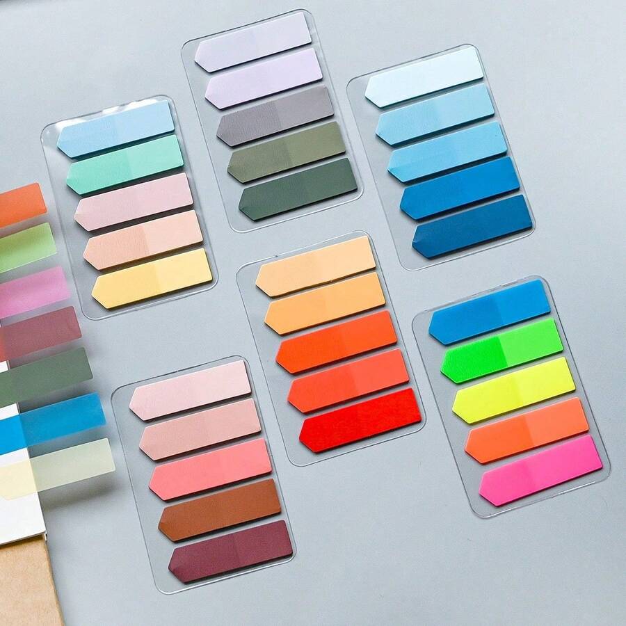 6 Styles Total 600 Sheets: 100 Sheets Per Style, European Vintage Style, PET Transparent Sticky Notes, Index Tabs, Morandi Color Palette Sticky Notes, Classification Label Stickers. 6 Styles - one-size - View 1