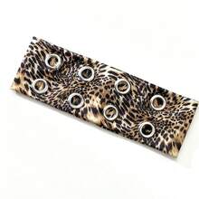 1pc Women's Wide Headband Scarf, American Vintage Multi-Color Leopard Print With Metal Eyelets, Hot Girl Style Hair Accessory For Daily Wear - Multicolor - View 9