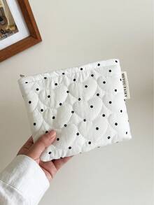 AGG, Small And Fresh Sized Makeup Bag For Women, Heart-Shaped Polka Dot Inner Bag, Portable Travel Wash Bag, Hand-Held Bag, Versatile Skincare Storage Bag - Multicolor - View 12