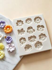 Sunflower Rose Silicone Mold, Fondant Cake Decor Tool, Multi-Use Resin Clay Candle Molder - Beige - View 8