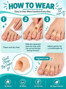 Separadores de dedos reutilizables de gel, adecuados para los dedos gordos, férulas acolchadas suaves para los dedos, almohadillas para pies para hombres y mujeres - Cómodas y suaves, con diseño ergonómico - Cuidado de los pies - Protector de dedos de los pies - Ver 4
