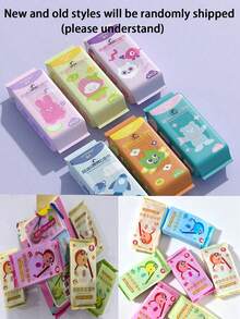 8/16/32/48/96pcs Cute Small Size Printed Wet Wipes, Colorful Printed Shoe Stain Removal Wipes, Clothing Cleaning Wipes, Suitable For Travel, Furniture And Home Essentials, Portable Cleaning Wipes, Kitchen Wipes, Patterned Wipes (Random Packaging Pattern/Tissue Print Color Pattern Random) - Multicolor - View 4