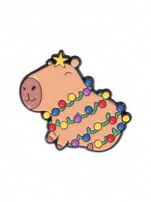 1pc/3pcs Cute Assorted Christmas Capybara Pattern Brooch, Fun Metal Enamel Badge, Creative Decor Backpack Pin, Christmas Holiday Gift - Multicolor - View 10