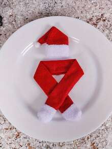 8/5/3/1pc Christmas Hat Wine Glass Decoration - Perfect For Holiday Parties And Winter Celebrations, Suitable For Christmas Events And Party Supplies, Scene Decoration, Holiday Decor, Room Decor, Home Decor, Office Decor, Theme Party Decor, Christmas Decor, Christmas Ornaments, Christmas Home Decor, Christmas Gifts, Christmas Decorations, Creative Non-Woven Fabric Christmas Wine Bottle Decoration, Christmas Hat Scarf Bottle Ornament, Holiday Home Decor Supplies - View 9