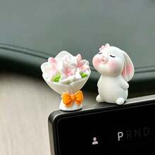 Đồ trang trí bảng điều khiển ô tô, cửa sổ/bàn làm việc, phụ kiện trang trí nội thất xe hơi/nhà cửa với họa tiết hoa cúc và thỏ đáng yêu. - A - Xem 12