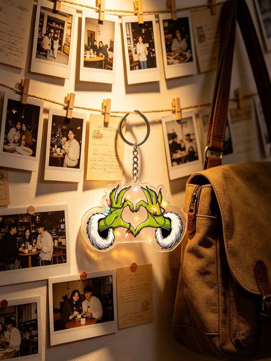Splendor Fashion Christmas Acrylic Key Chain, Double-Sided HD Printed Transparent Acrylic Two-Handed Heart Gesture Decoration, Can Be Hung Decoration, Suitable For Backpacks, Handbags And House Keys - Multicolor - View 1